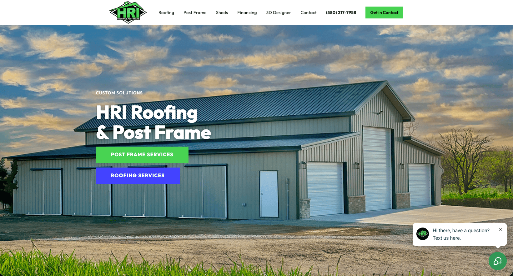 HRI Post Frame Website Design & E-commerce Integration