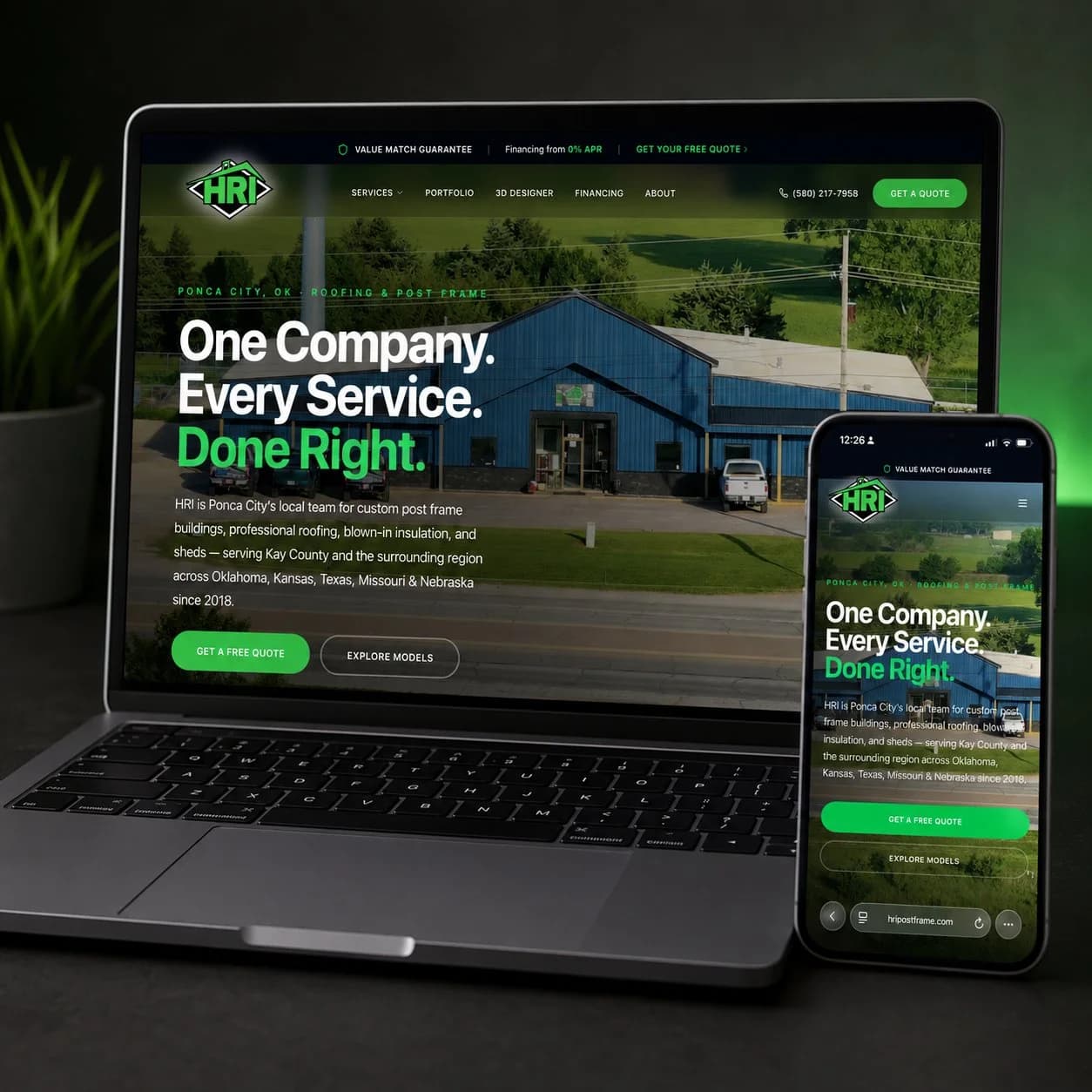 HRI Post Frame Website Design & E-commerce Integration